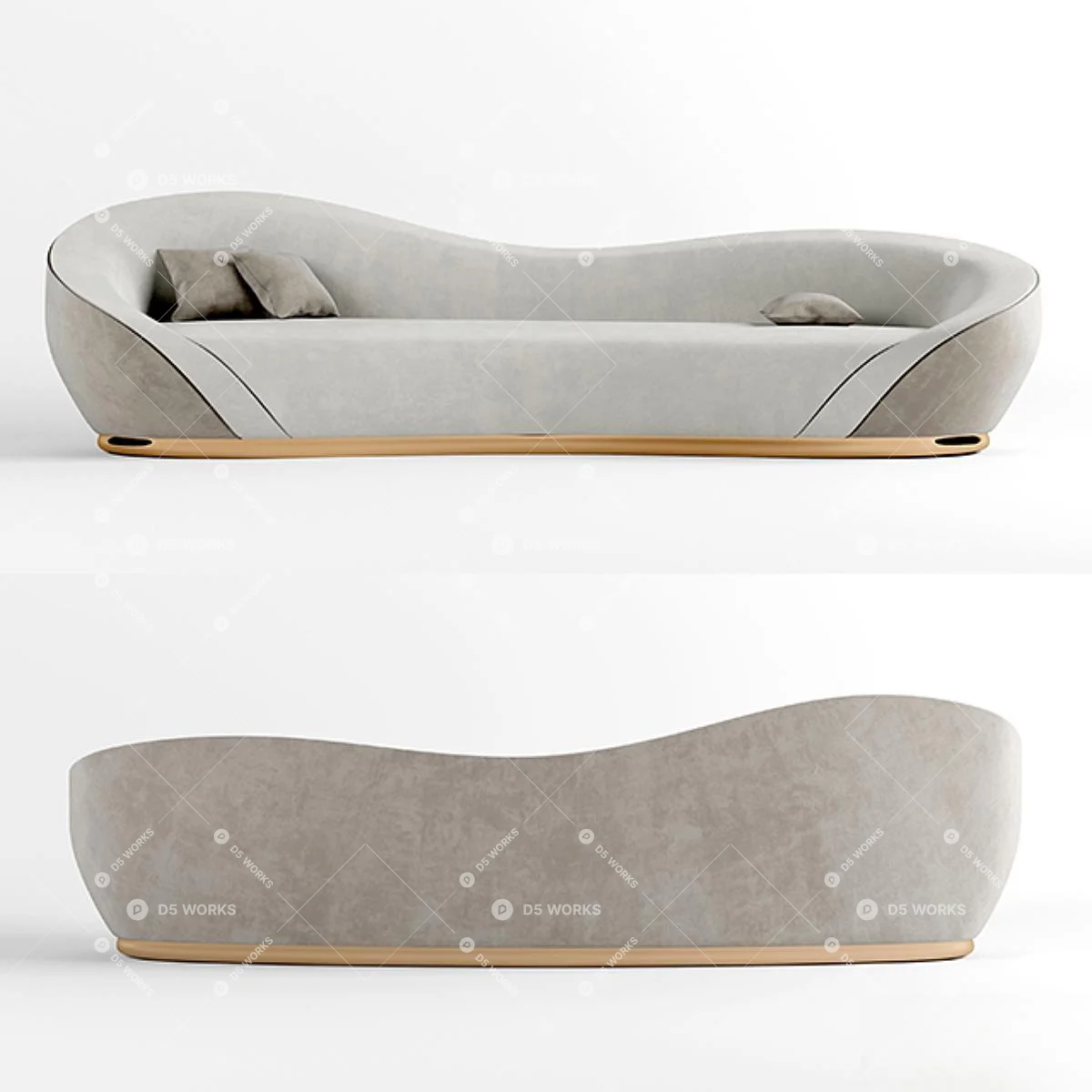 Contemporary Three-seater Sofa 3d model thumbnail 5