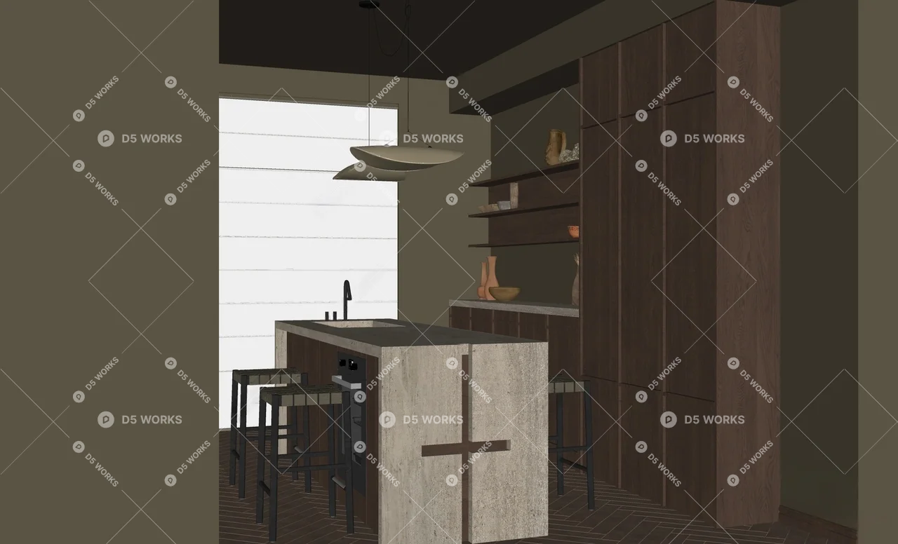Japanese Open Kitchen 3d model thumbnail 2