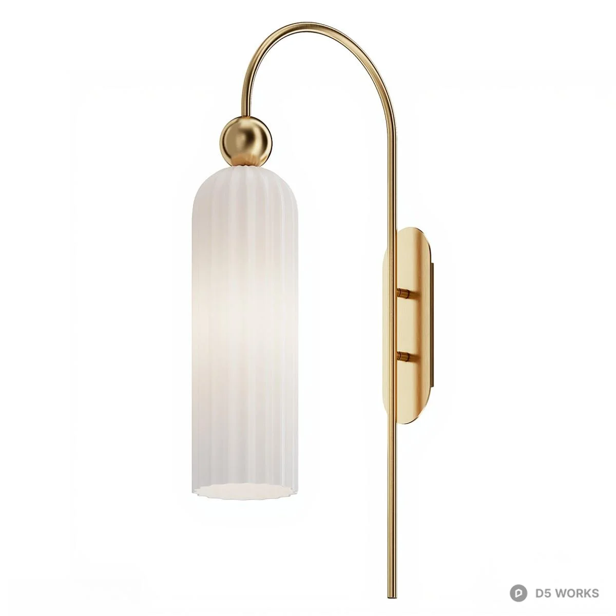 Ridged Glass Modern Wall Sconce 3d model thumbnail 4