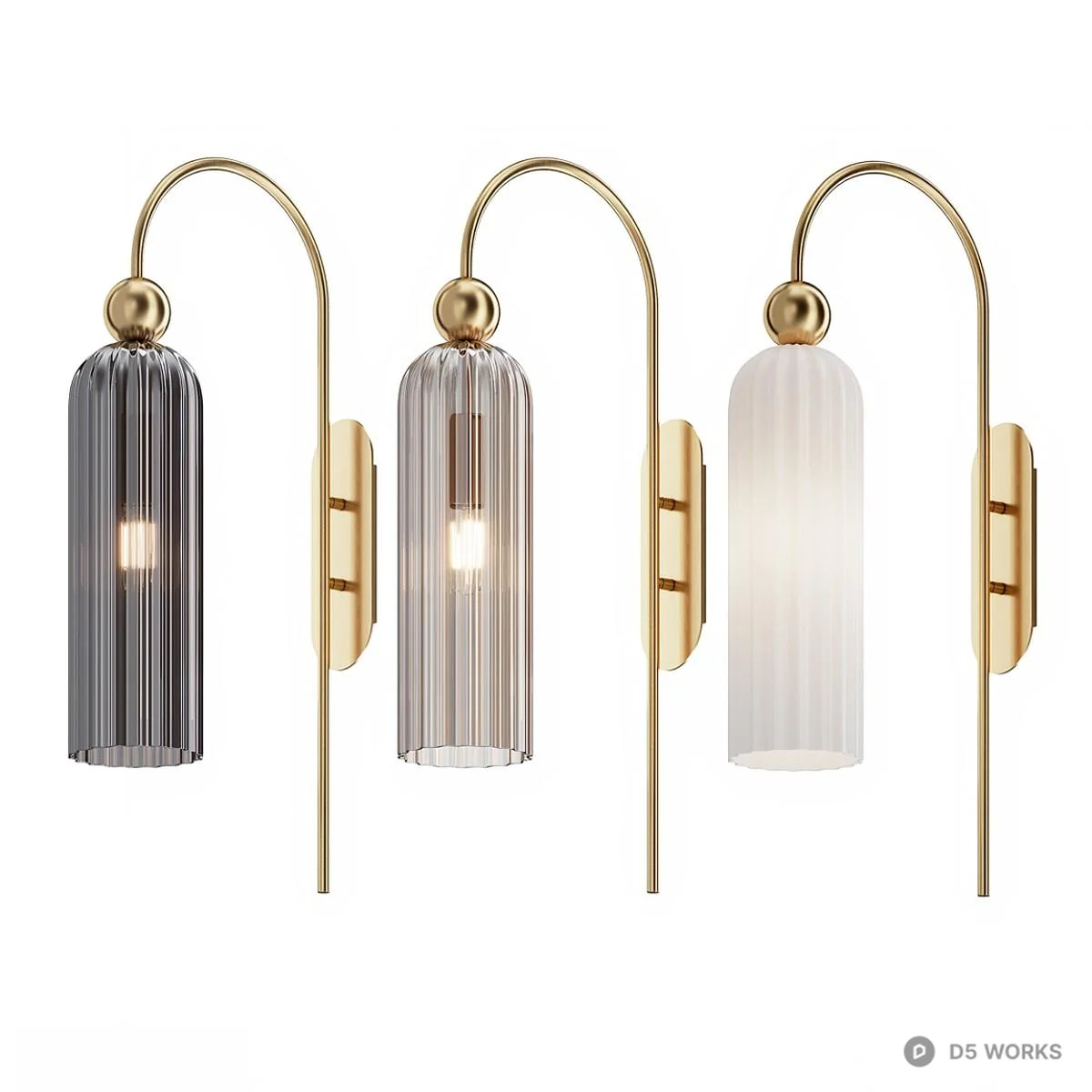 Ridged Glass Modern Wall Sconce 3d model - Image 1