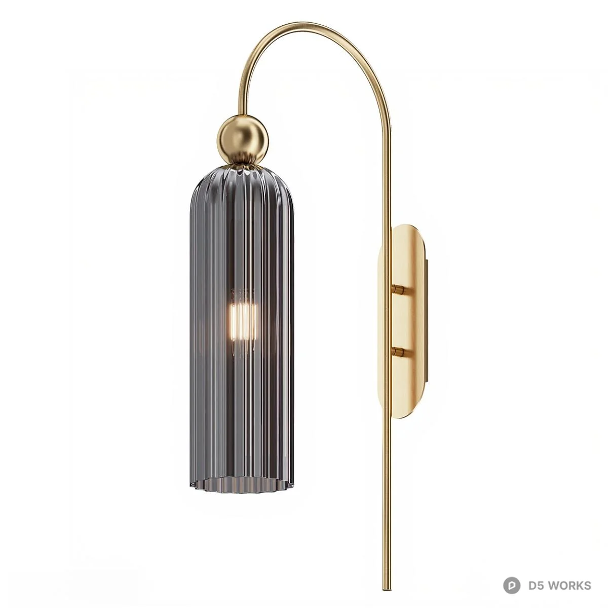 Ridged Glass Modern Wall Sconce 3d model thumbnail 3
