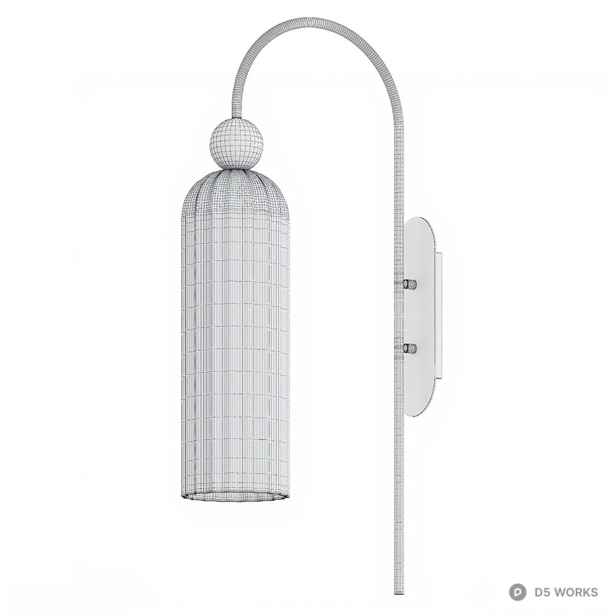 Ridged Glass Modern Wall Sconce 3d model thumbnail 7