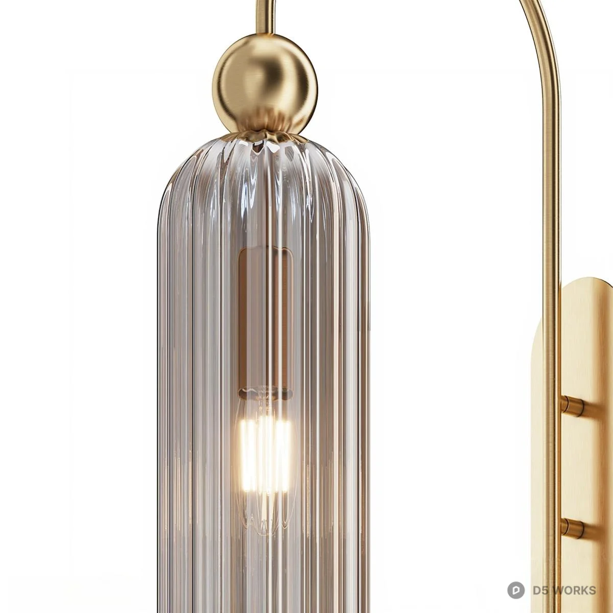 Ridged Glass Modern Wall Sconce 3d model thumbnail 5