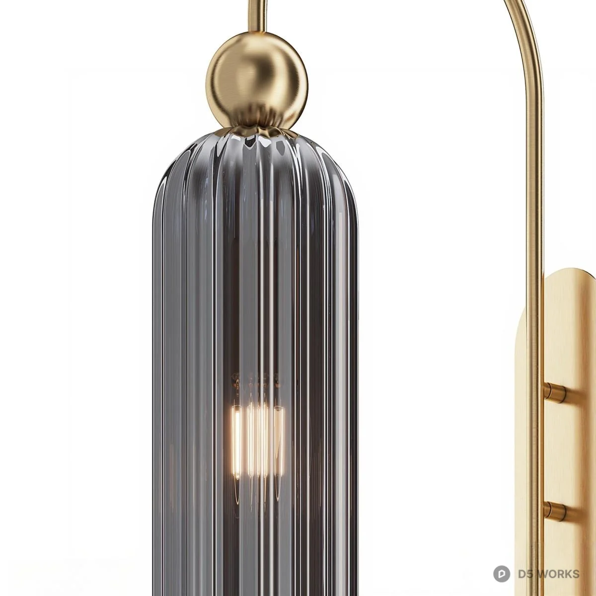 Ridged Glass Modern Wall Sconce 3d model thumbnail 6