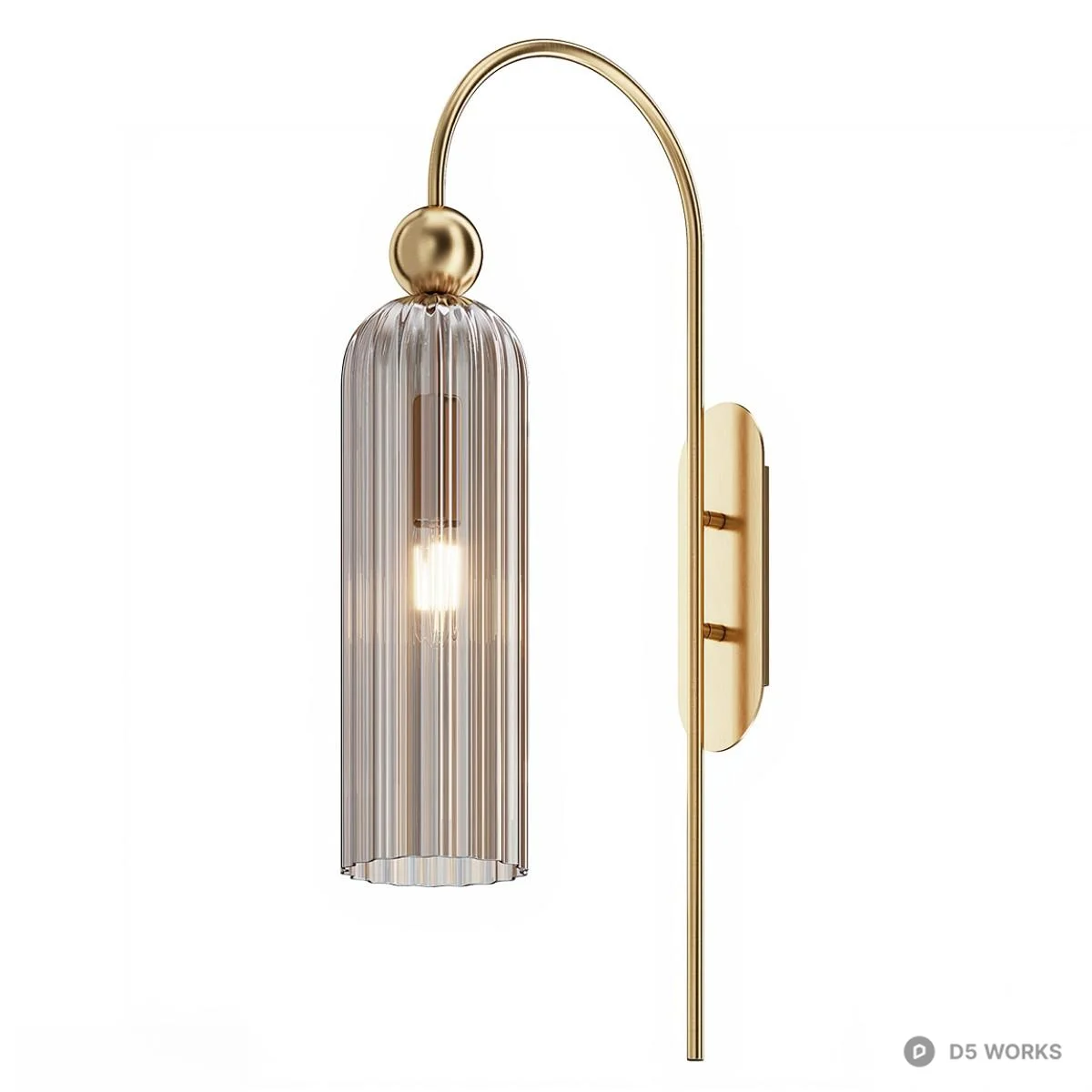 Ridged Glass Modern Wall Sconce 3d model thumbnail 2