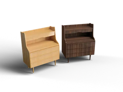 Vertical Grooved Panel Wardrobe 3d model