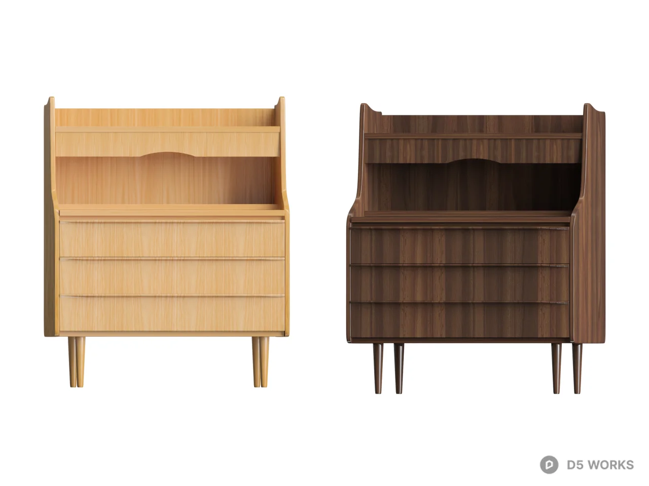 Vertical Grooved Panel Wardrobe 3d model thumbnail 2