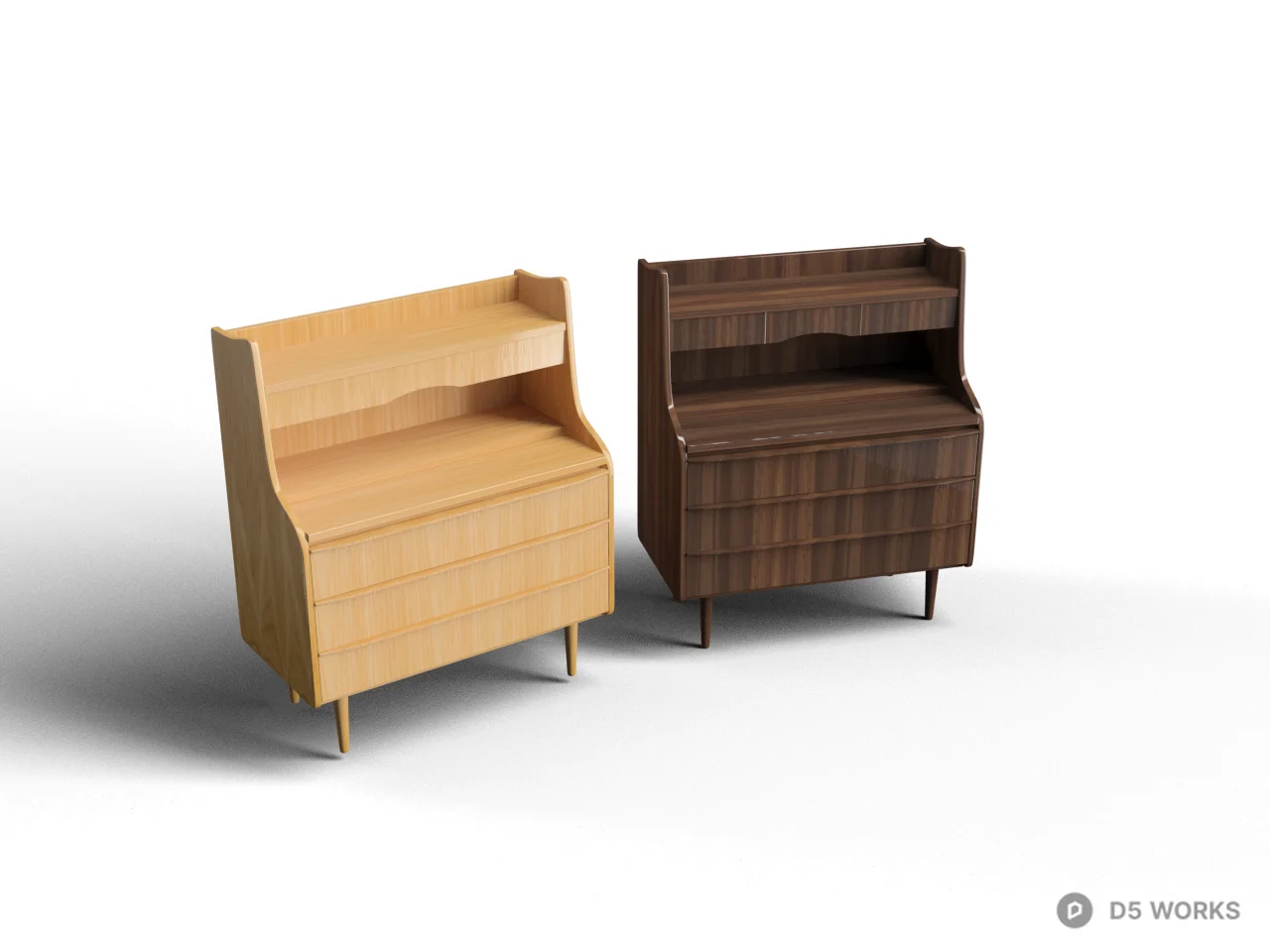 Vertical Grooved Panel Wardrobe 3d model - Image 1