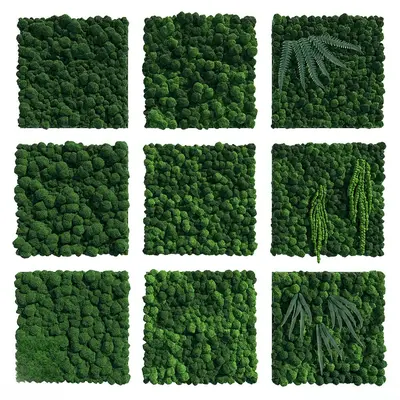 Green Moss Wall Panel 3d model