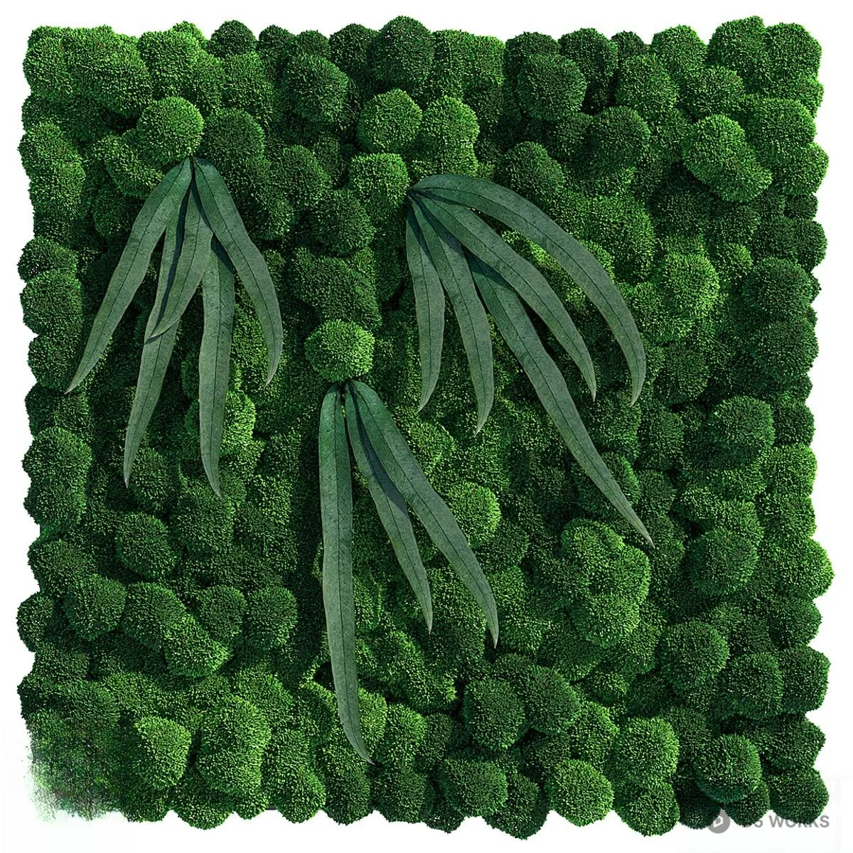 Green Moss Wall Panel 3d model thumbnail 2