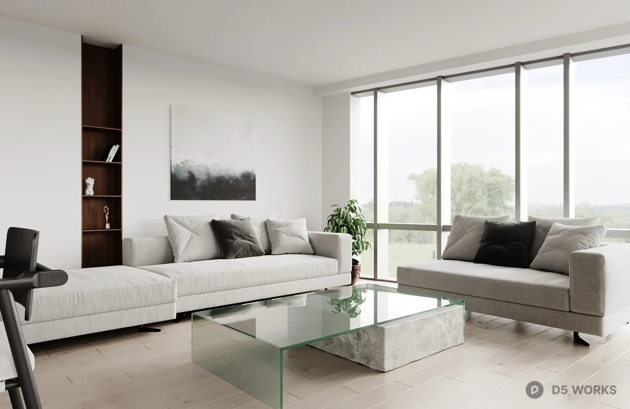 Modern Open Plan Living Dining Space 3d model thumbnail 2