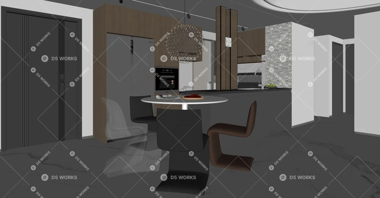 Modern Dining Room (Home) 3d model thumbnail 2