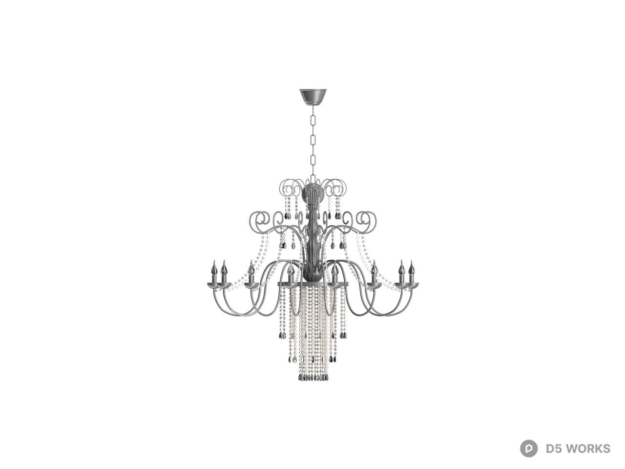 Ornate Crystal Chandelier 3d model thumbnail 2