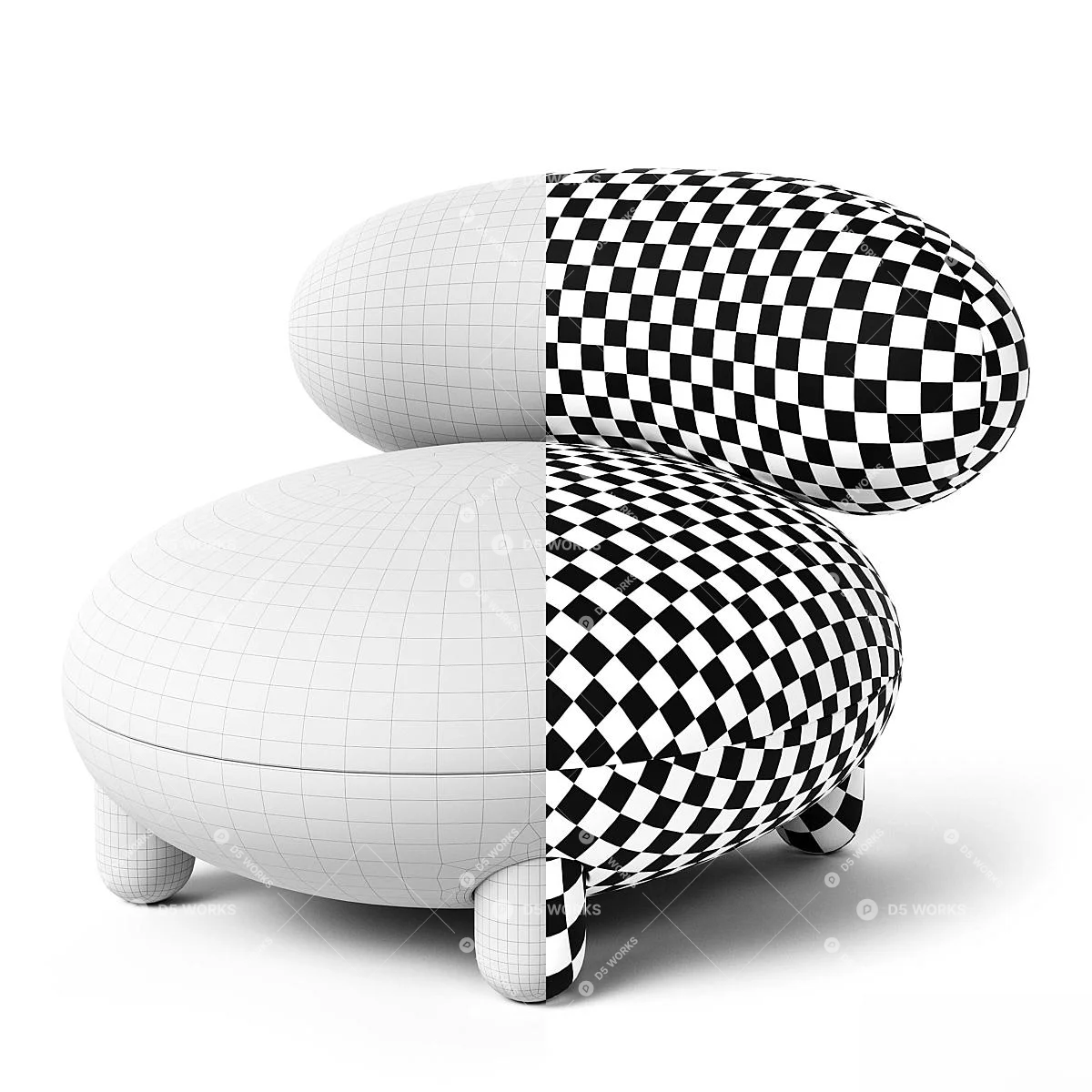 Contemporary Armchair 3d model thumbnail 7