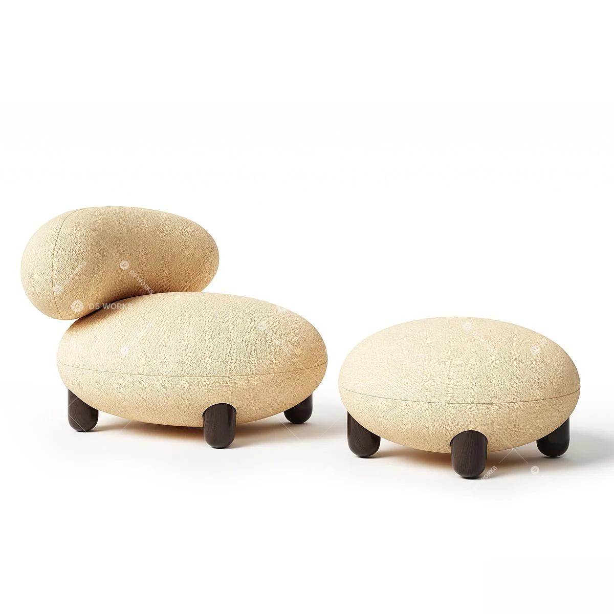 Contemporary Armchair 3d model thumbnail 2