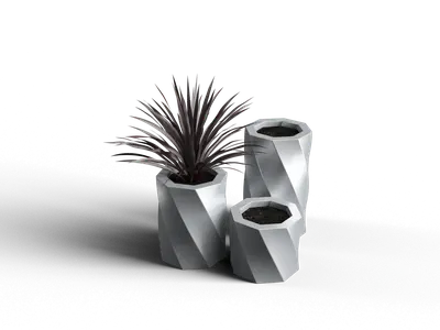 Geometric Concrete Planter With Succulent 3d model