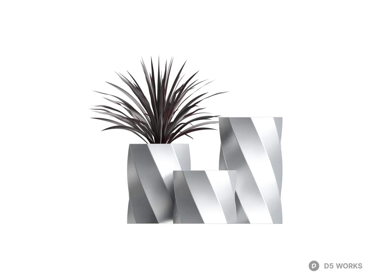 Geometric Concrete Planter With Succulent 3d model thumbnail 2