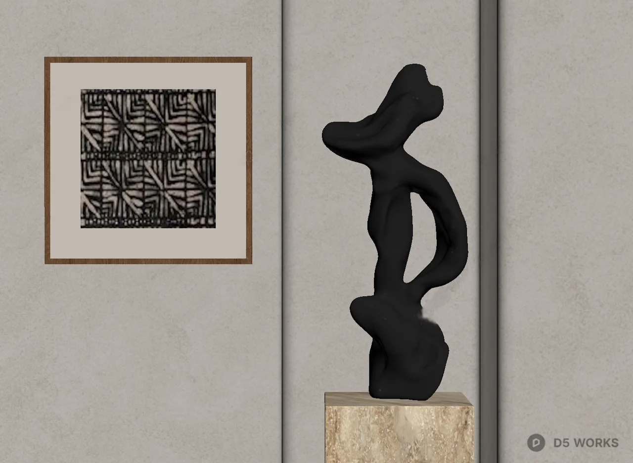 Abstract Sculpture On Marble Base 3d model thumbnail 2
