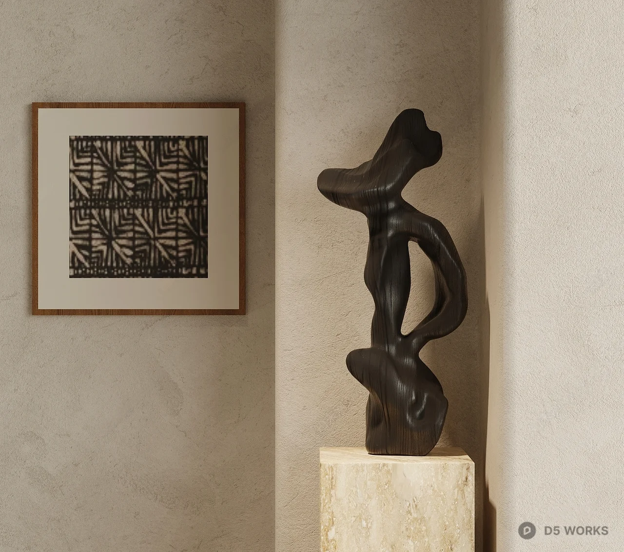 Abstract Sculpture On Marble Base 3d model - Image 1