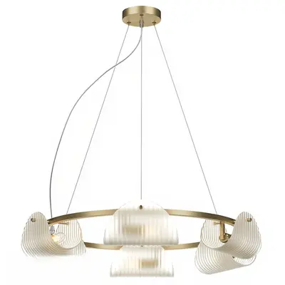 Modern Brass Ring Chandelier With Glass Shades 3d model