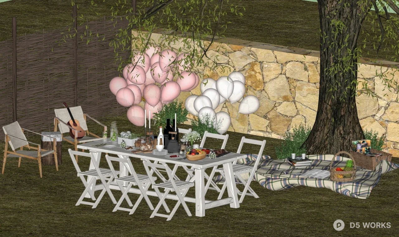 Patio Outdoor Table and Chairs 3d model thumbnail 2