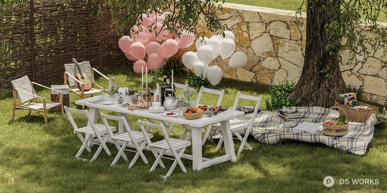 Patio Outdoor Table and Chairs 3d model - Image 1