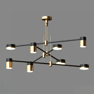 Modern Linear Pendant Light With Brass And Black Finish 3d model