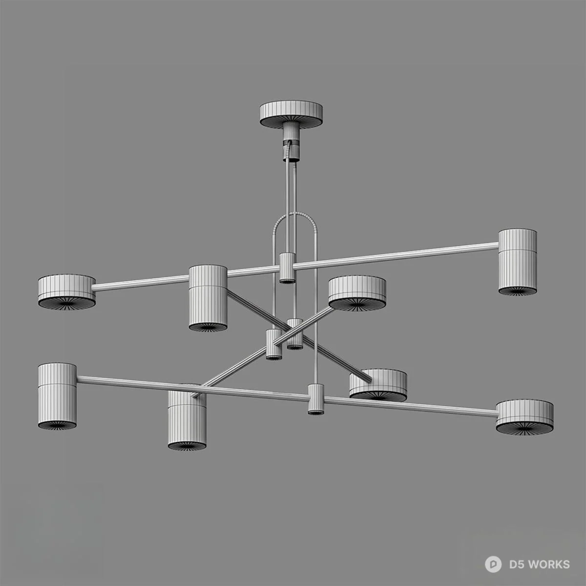 Modern Linear Pendant Light With Brass And Black Finish 3d model thumbnail 2
