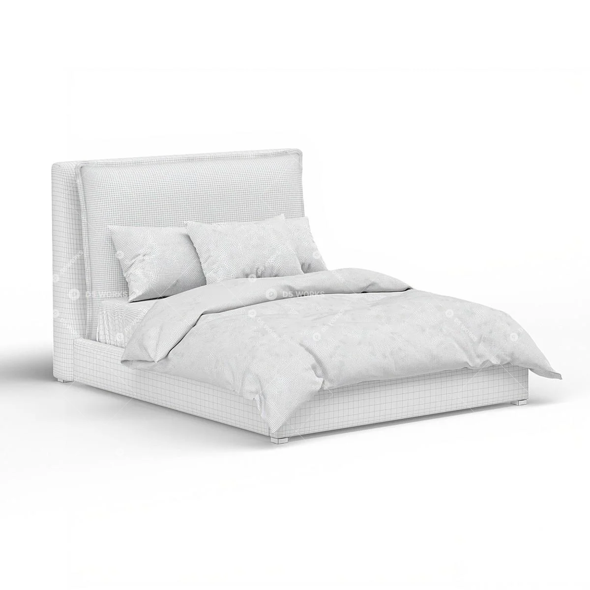 Modern Double Bed 3d model thumbnail 4