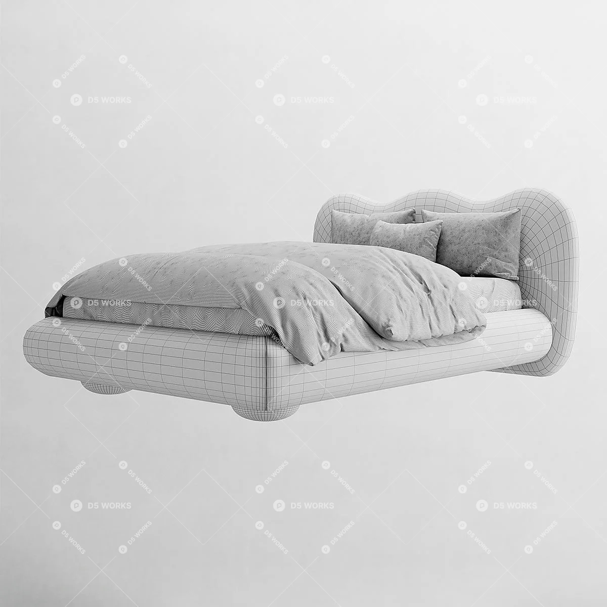 Organic Modern Single Bed 3d model thumbnail 3