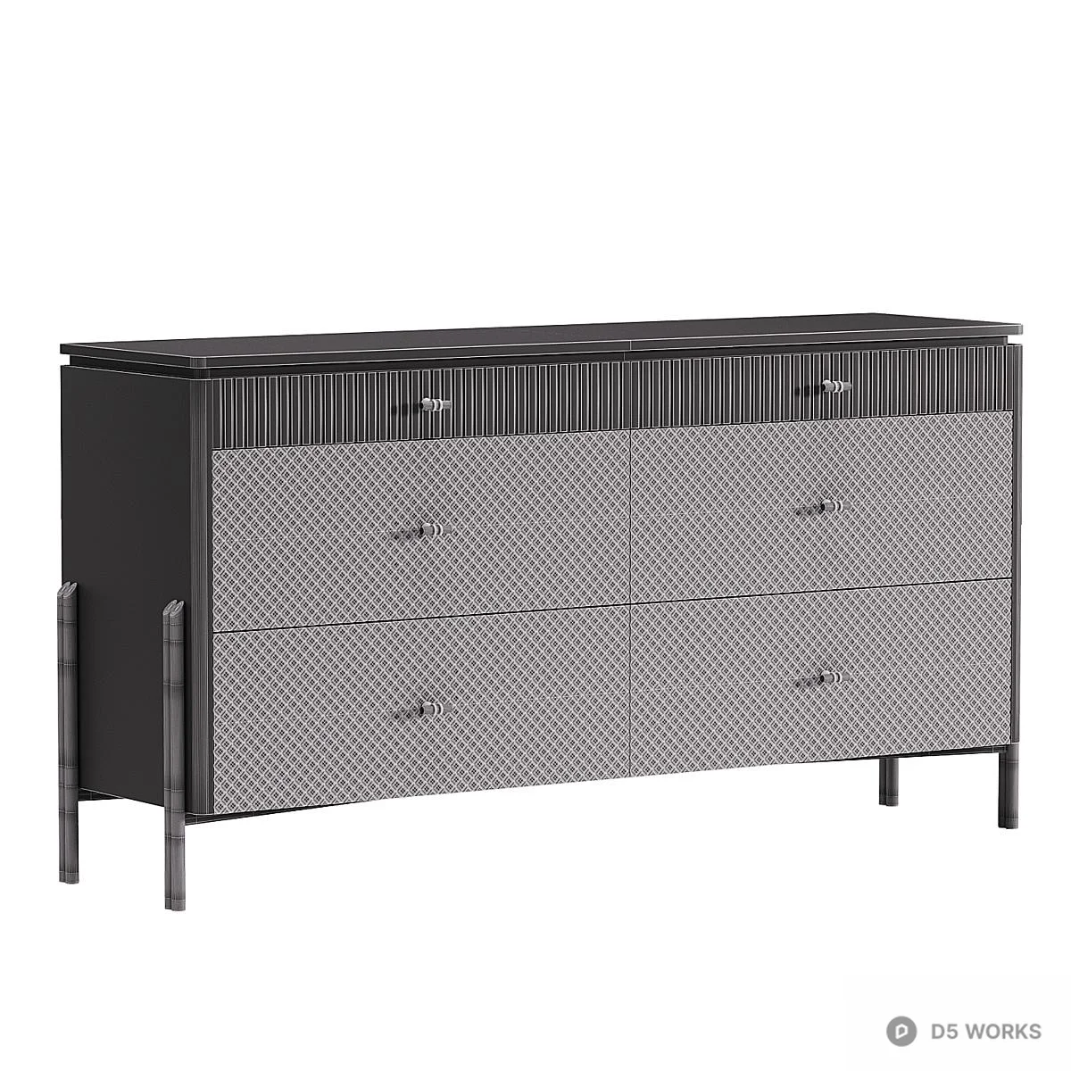 Geometric Patterned Minimalist Dresser 3d model thumbnail 3