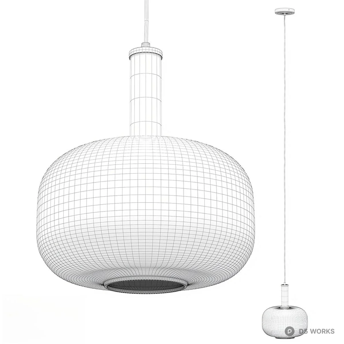 Clear Glass Pendant Lamp With Black Brass Accents 3d model thumbnail 2