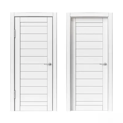 White Horizontal Slatted Single Door 3d model