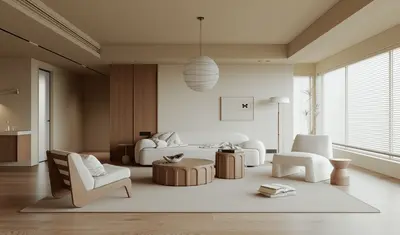 Minimalist Living Room with Natural Light 3d model