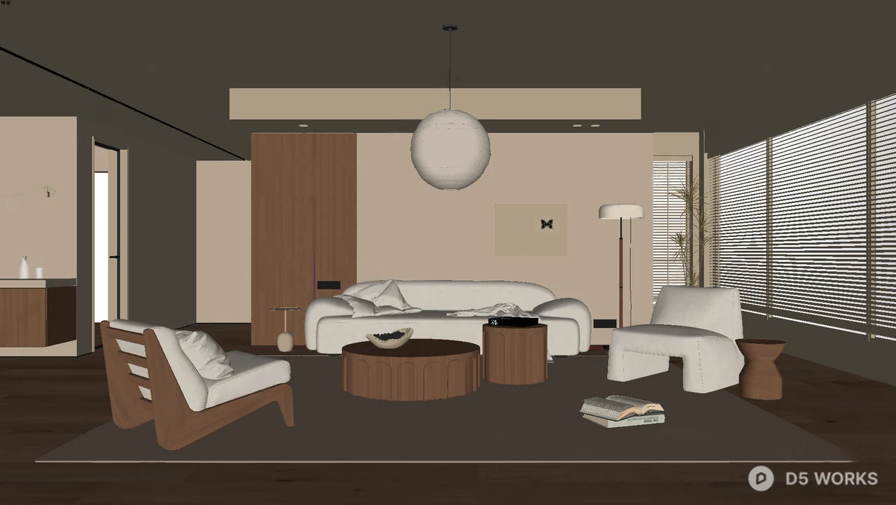 Minimalist Living Room with Natural Light 3d model thumbnail 2