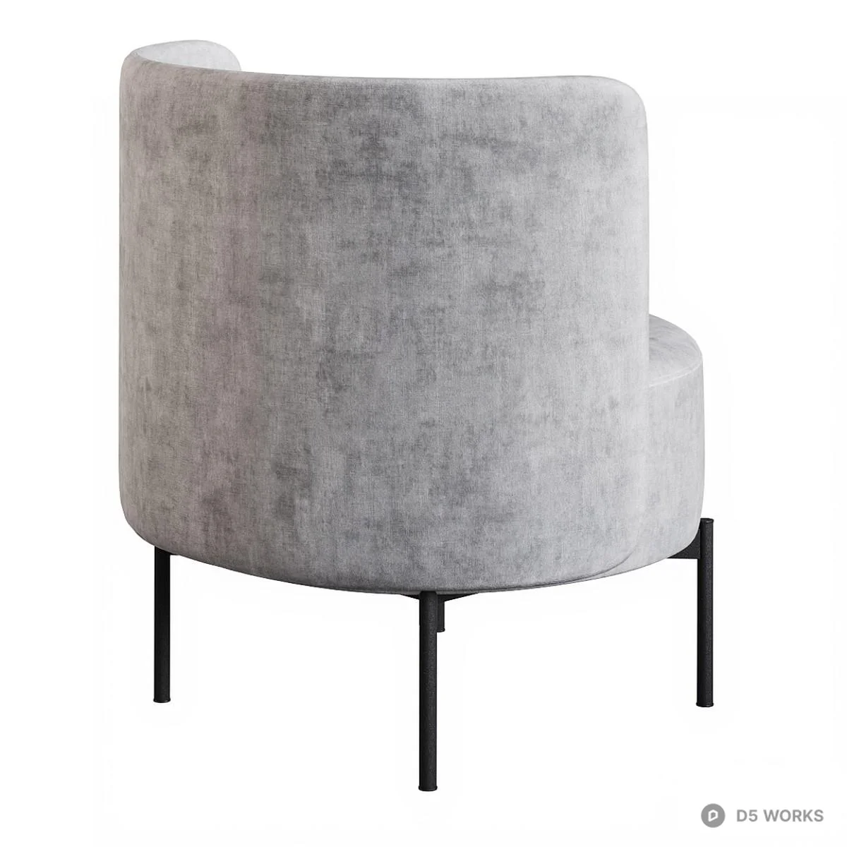 Velvet Upholstered Round Armchair 3d model thumbnail 2
