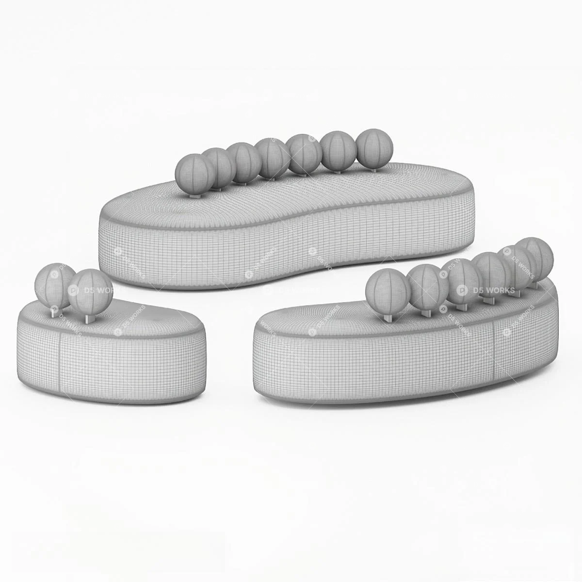 Irregular-shaped Sofa 3d model thumbnail 2