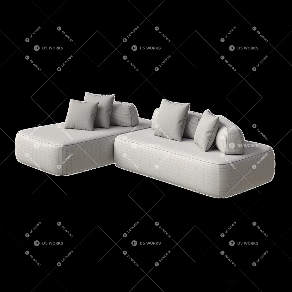Organic Modern Modular Sofa 3d model thumbnail 3