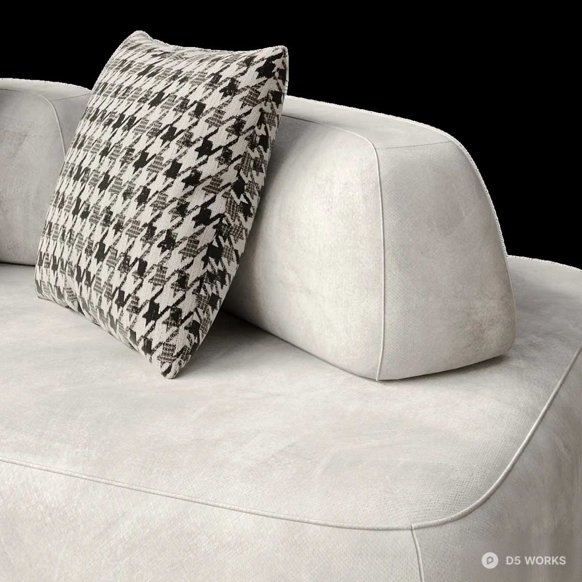 Modular Sectional Sofa With Velvet Cushions 3d model thumbnail 2