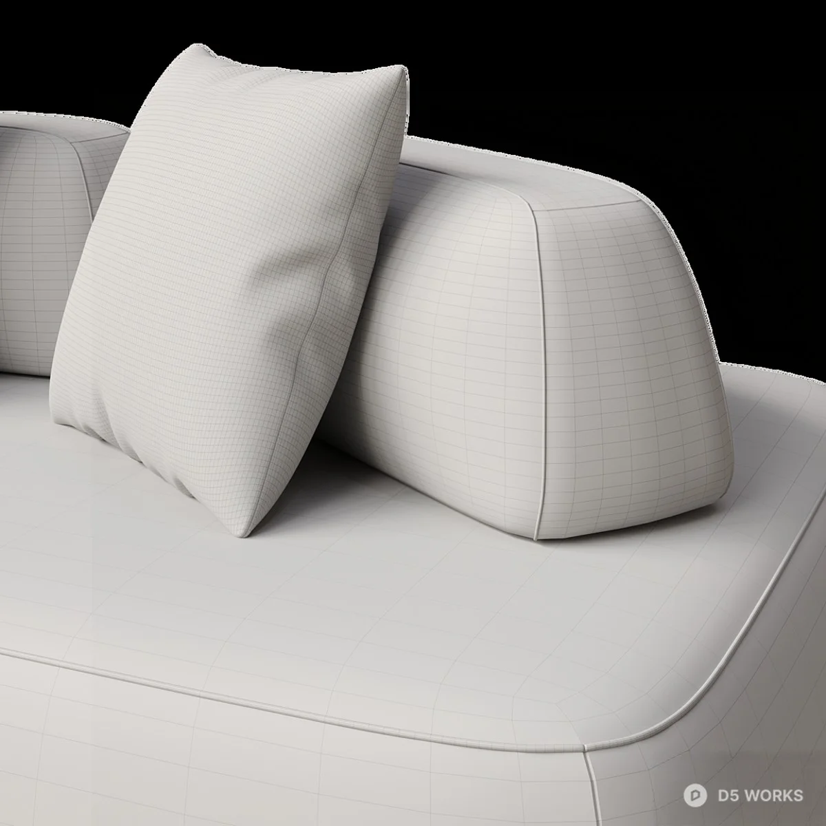Modular Sectional Sofa With Velvet Cushions 3d model thumbnail 4