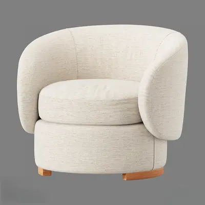 Curved Armrest Upholstered Leisure Chair 3d model