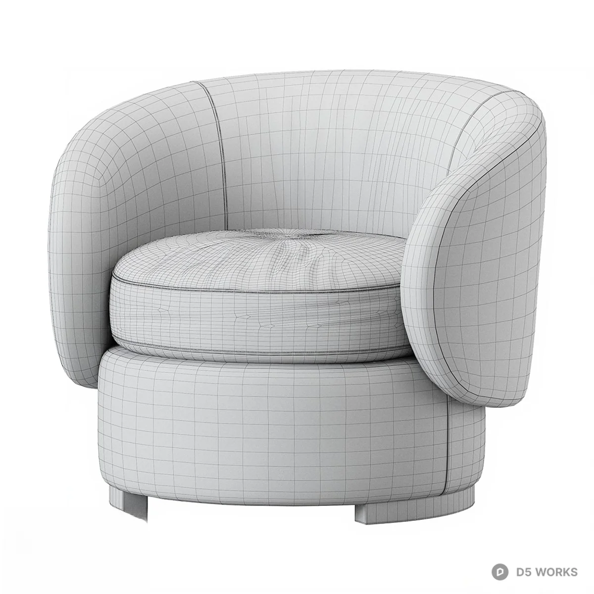 Curved Armrest Upholstered Leisure Chair 3d model thumbnail 2