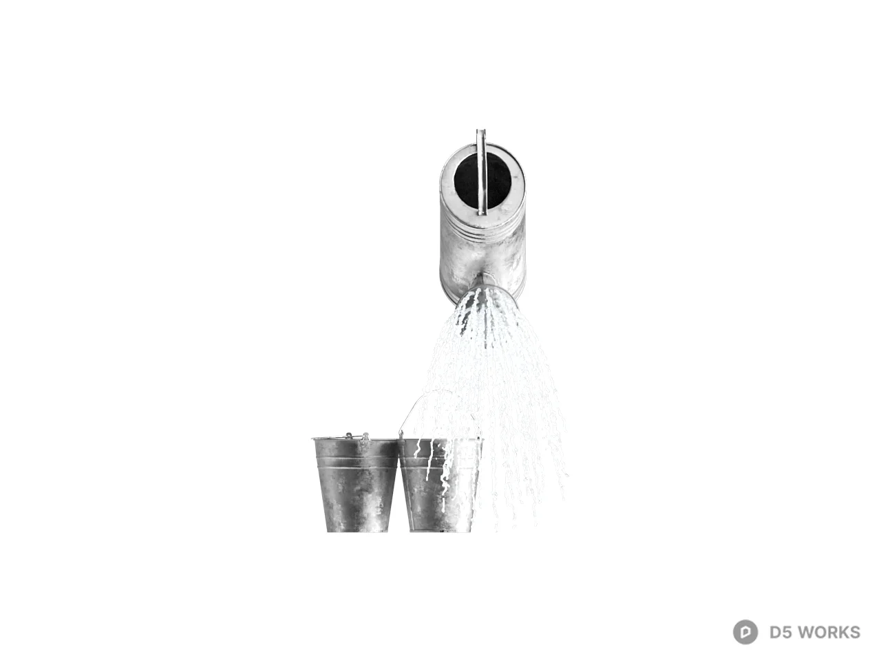 Minimalist Watering Can And Buckets 3d model thumbnail 2
