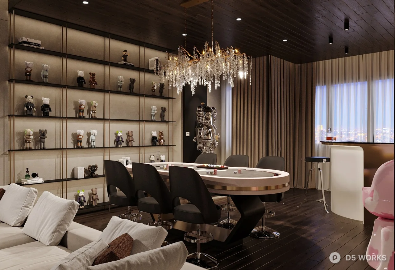 Modern Luxury Entertainment Room With Starry Ceiling 3d model thumbnail 3