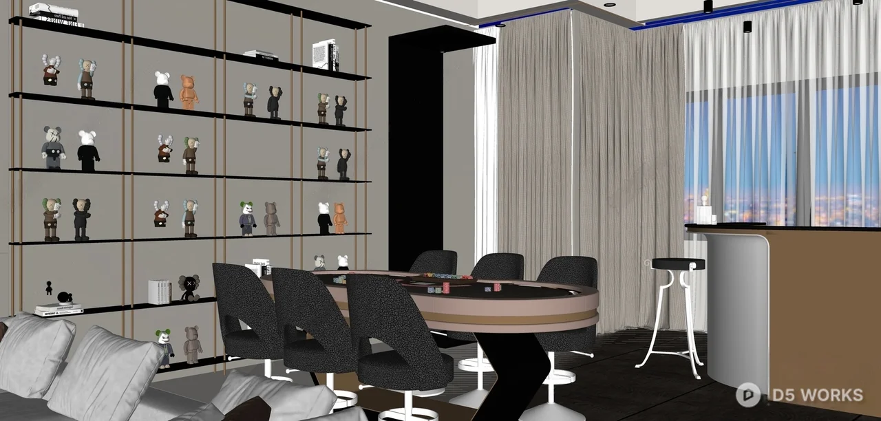 Modern Luxury Entertainment Room With Starry Ceiling 3d model thumbnail 2