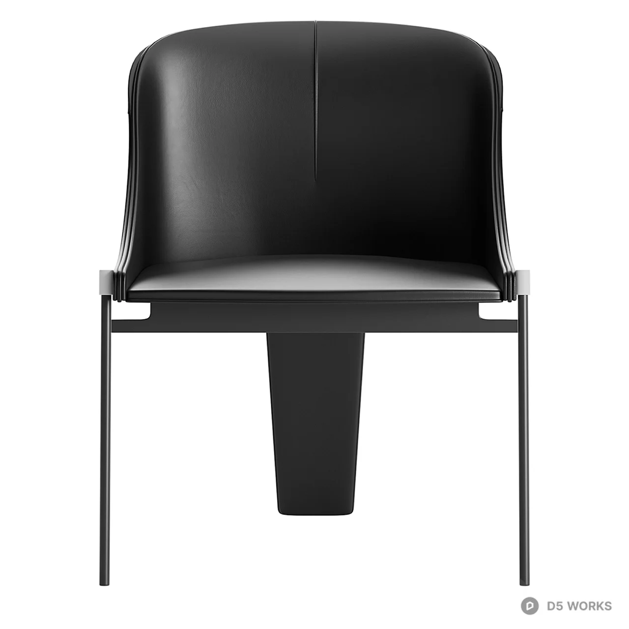 Sleek Black Leather Leisure Chair With Metal Frame 3d model thumbnail 3