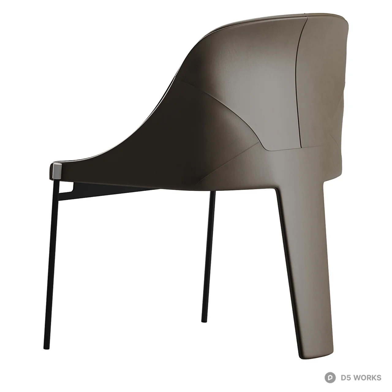 Sleek Black Leather Leisure Chair With Metal Frame 3d model thumbnail 4