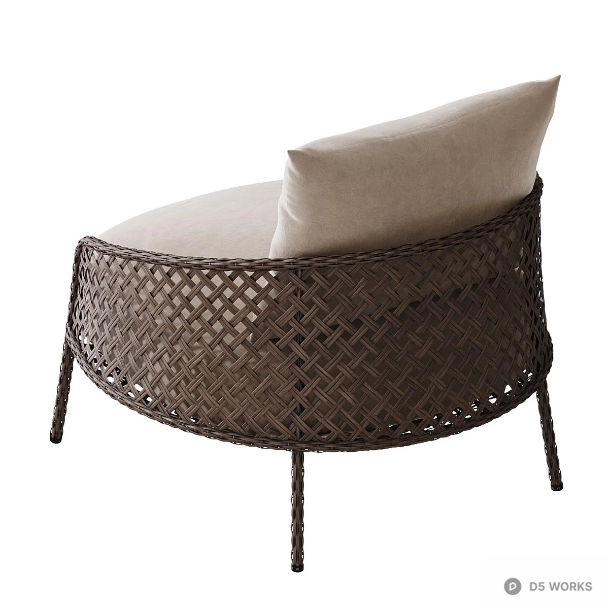 Velvet Armchair With Curved Backrest 3d model thumbnail 2