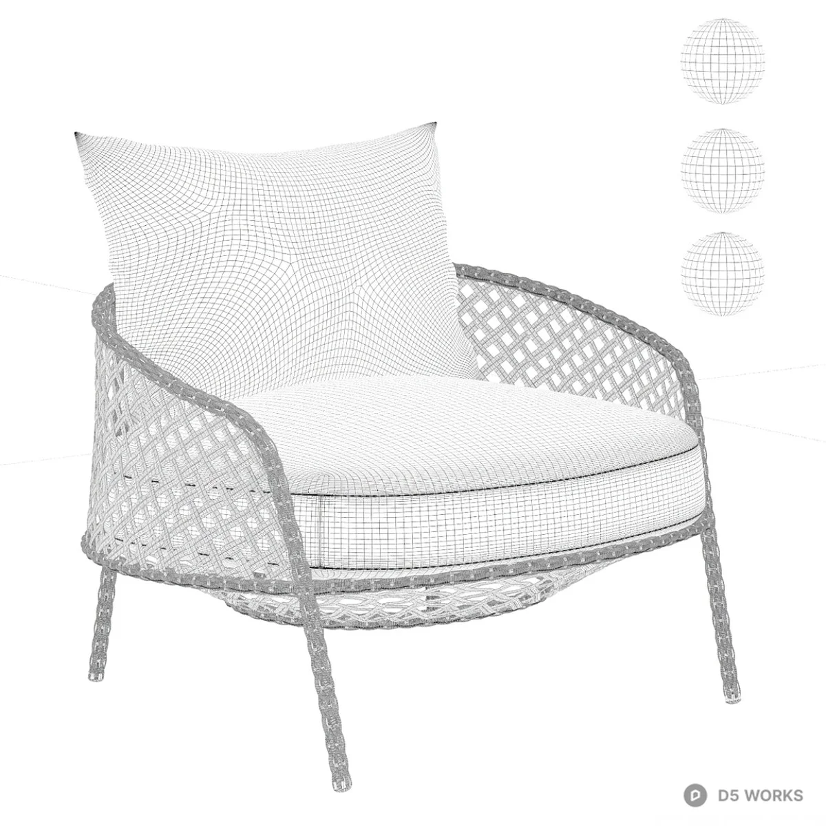 Velvet Armchair With Curved Backrest 3d model thumbnail 3