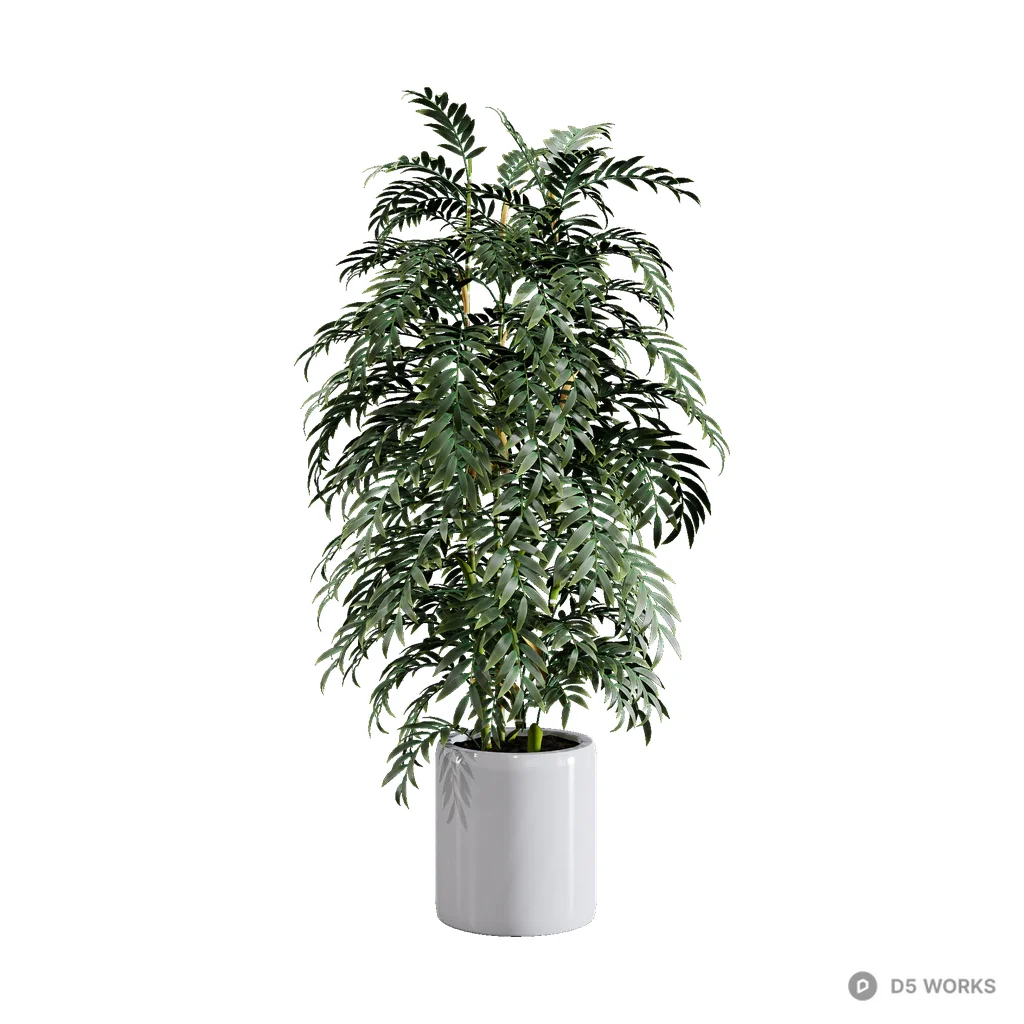 modern white ceramic green plants large potted plants 3d model - Image 1